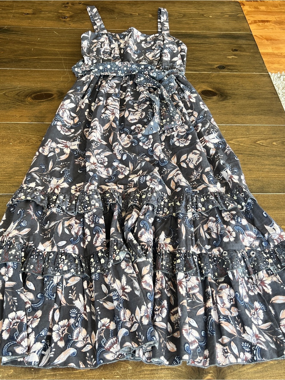 Roan + Ryan Floral Tiered Ruffle Maxi Dress-size xs